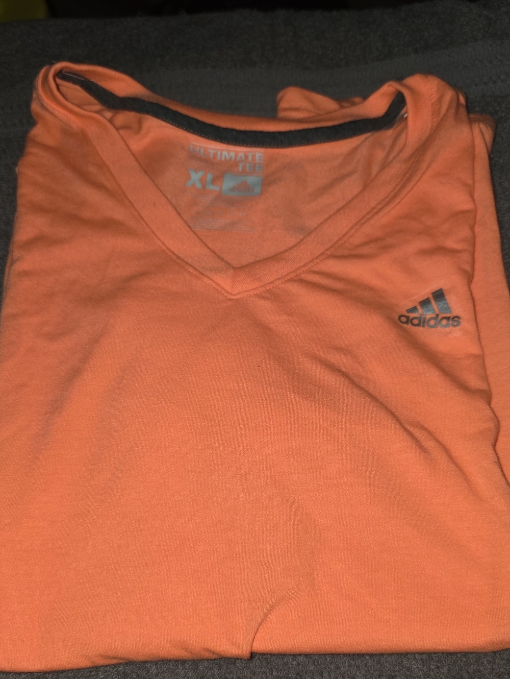 Adidas Women’s V-Neck Short Sleeve Tee - Neon Orange Ultimate Tee XL